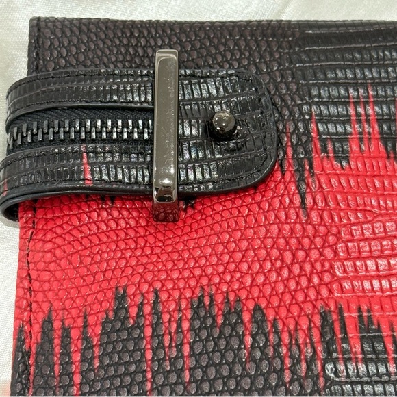 Sondra Roberts Squared Clutch Envelope Bag Red Black Edgy Whimsigoth Snakeskin - Picture 10 of 11